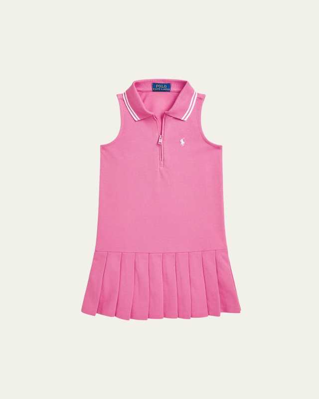 Girl's Pony Embroidered Pleated Tennis Dress, Size 2-